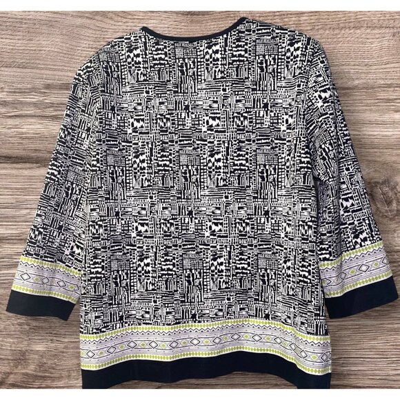 Alfred Dunner Womens Black & White Patterned Jacket Lightweight Grannycore - Picture 2 of 8